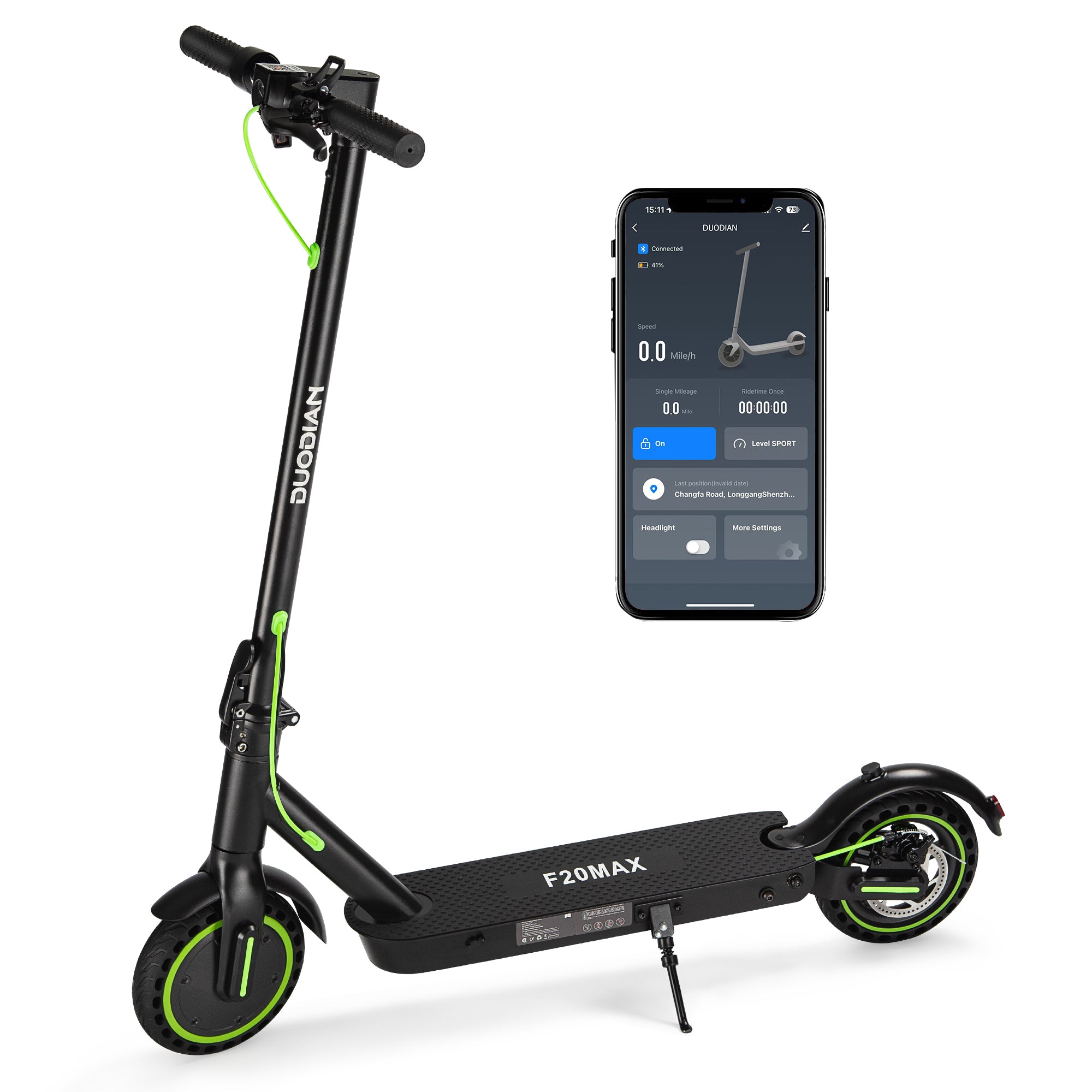 DUODIAN F20Max Electric Scooter for Adults, 350W Motor, Rear Shock, 19 MPH, 15 Miles Range, 8.5" Pneumatic Tires