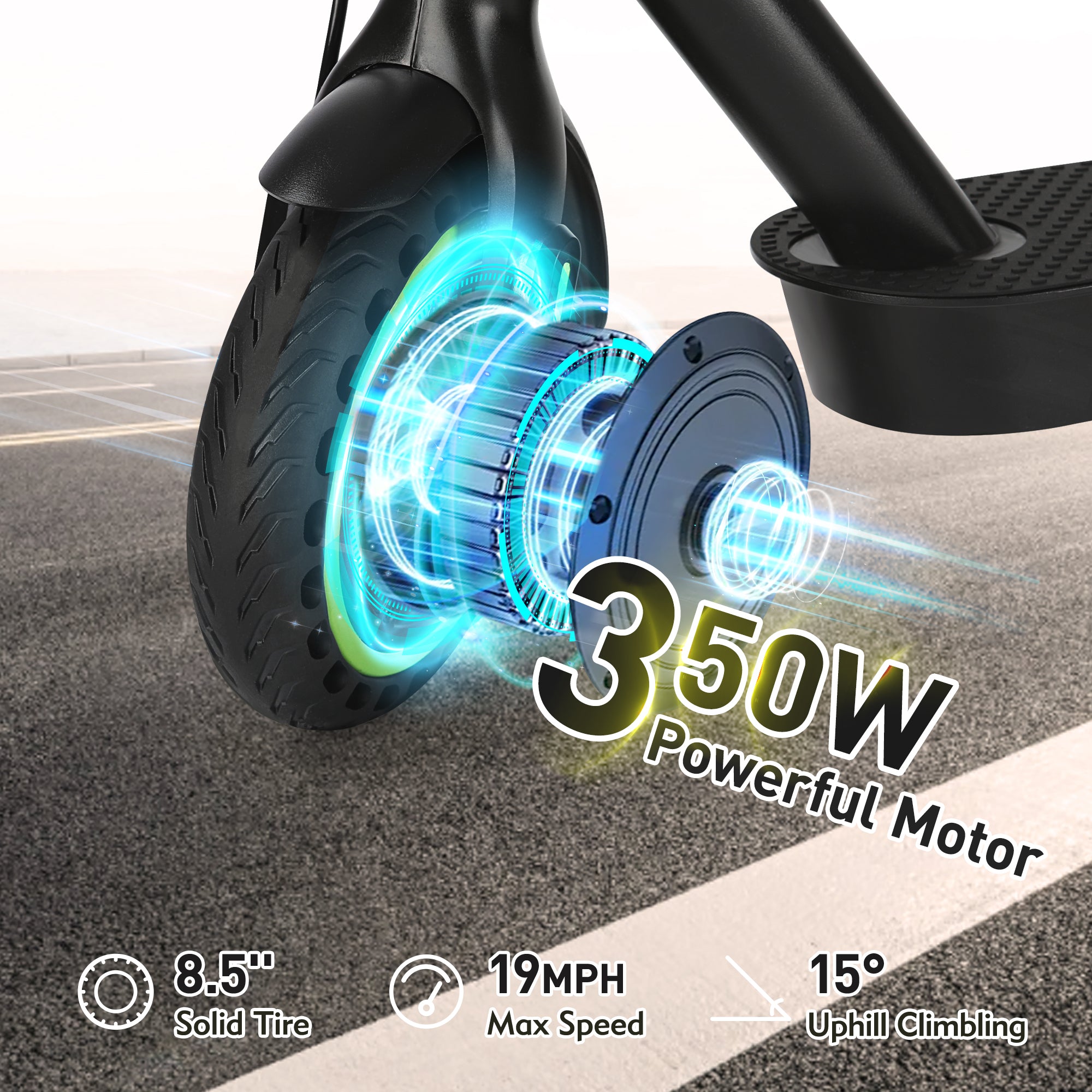 DUODIAN F20Max Electric Scooter for Adults, 350W Motor, Rear Shock, 19 MPH, 15 Miles Range, 8.5" Pneumatic Tires