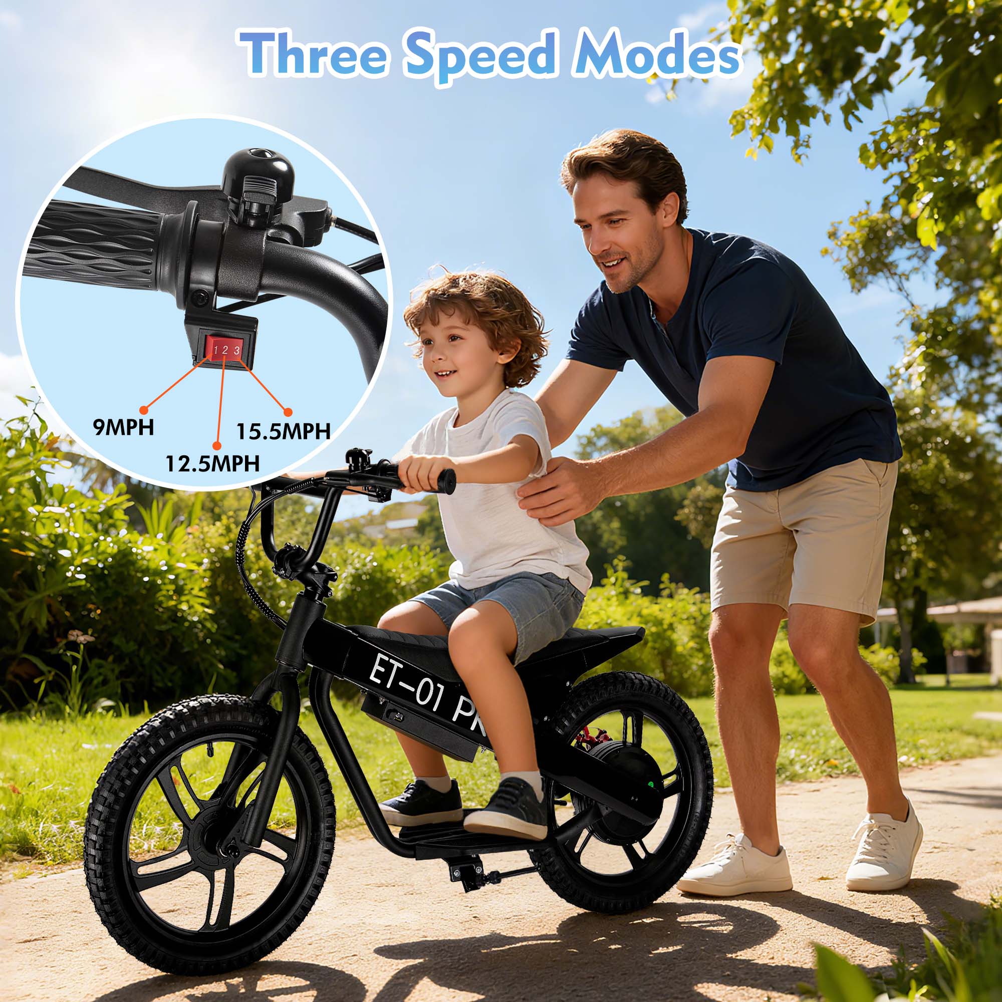 DuoDian ET-01 PRO Kids Electric Bike 350W 16" for Youth Riders, up to 15.5 MPH, 10 Miles Range