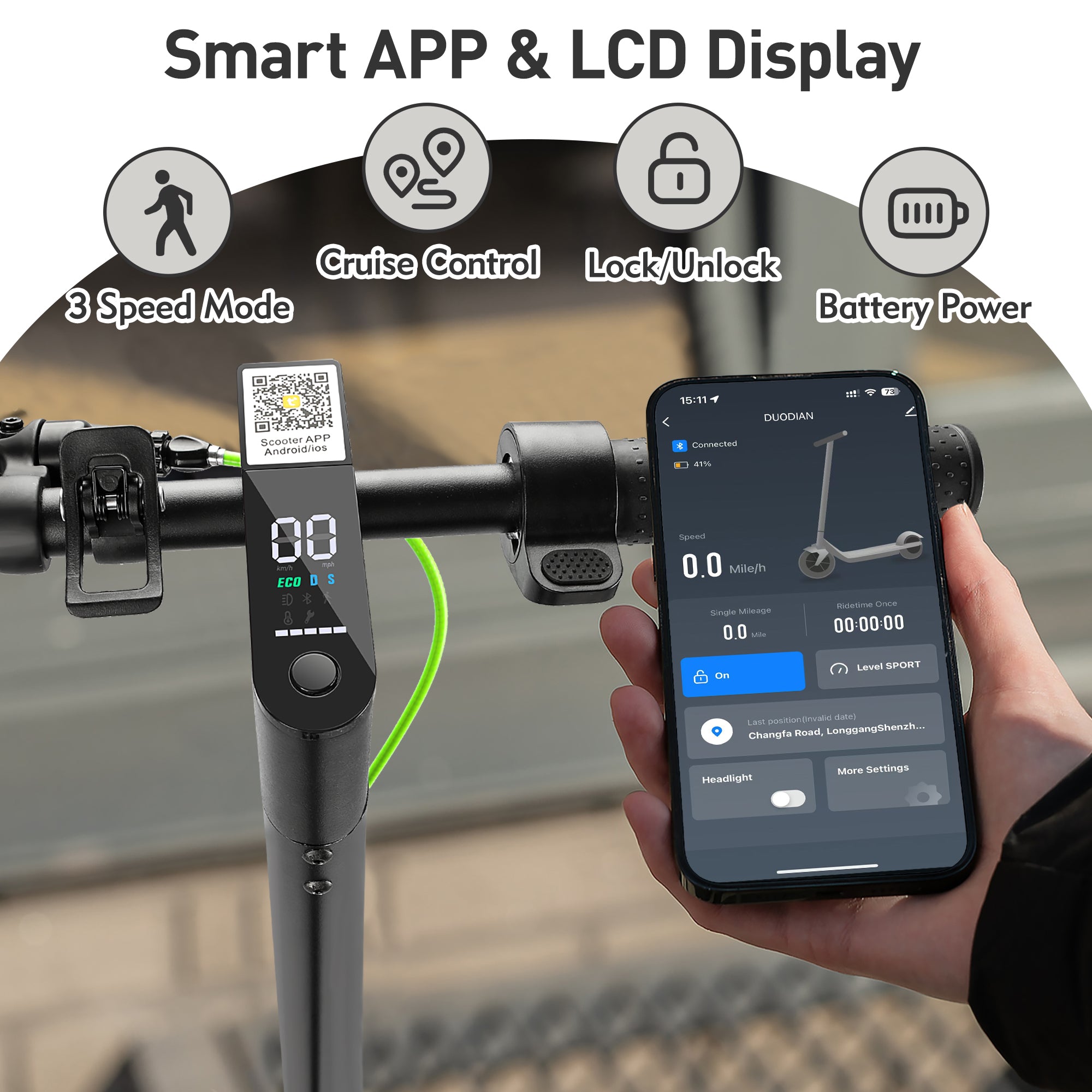 DUODIAN F20Max Electric Scooter for Adults, 350W Motor, Rear Shock, 19 MPH, 15 Miles Range, 8.5" Pneumatic Tires