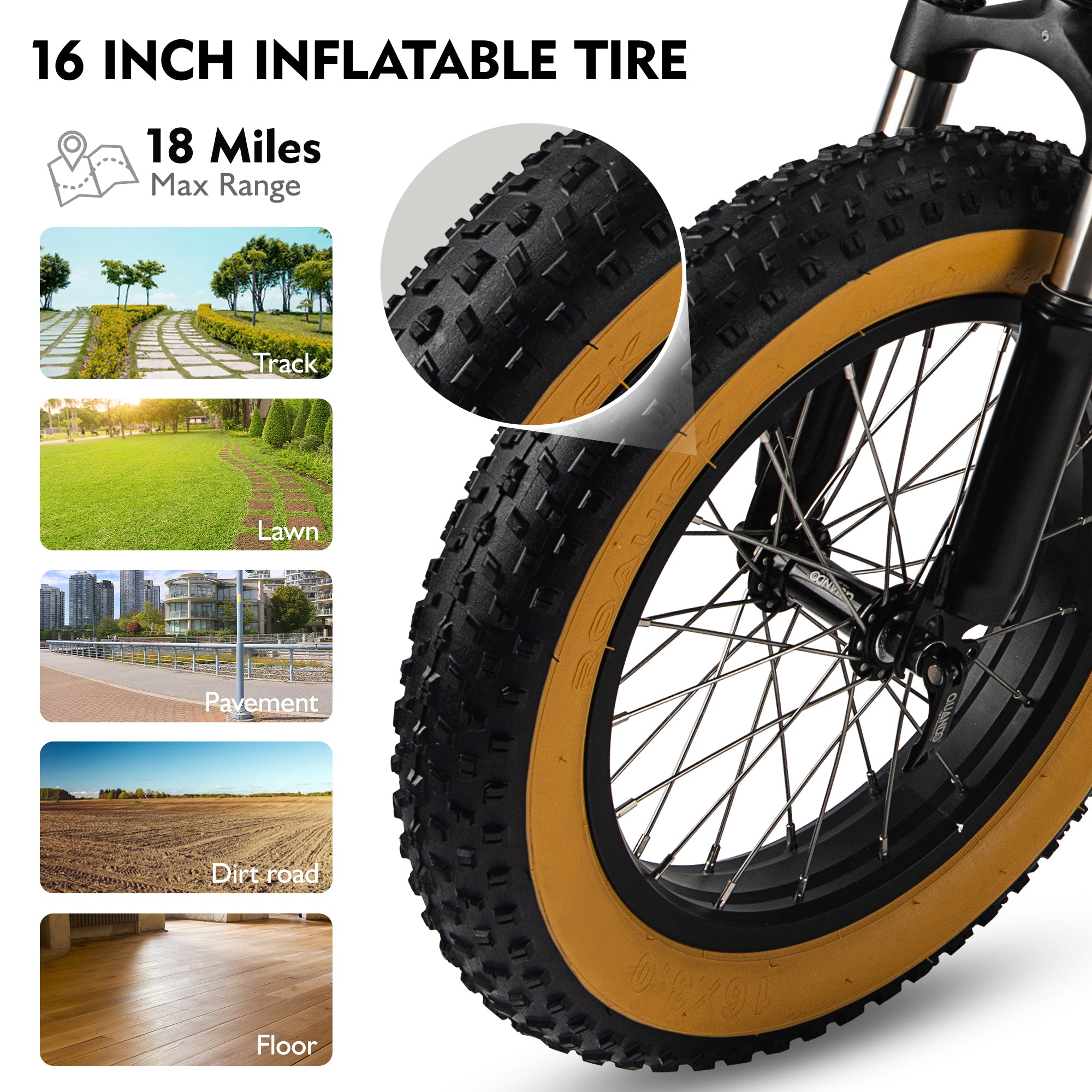 DUODIAN ET-02 Ultra Kids Electric Dirt Bike 750W 16" Fat Tire, up to 19 MPH, 15 Miles Range