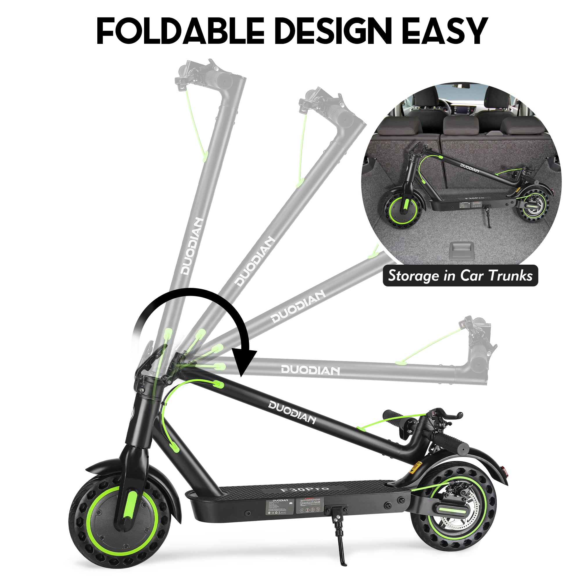 DuoDian F30Pro rear disc brake and tail light detail