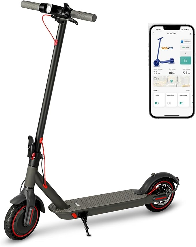 Adult Electric Scooter - 350W Peak Motor, 15 MPH Maximum Speed, 12 Mile Range, 8.5" Solid Tires, Foldable Design, 36V 5.2AH Battery, LED Display and App Control