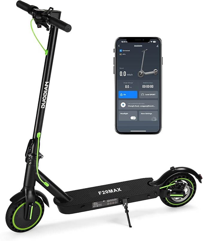 Electric Scooter for Adults - Rear Shock Absorber, 500W Motor, 19Mph Max Speed, 8.5" Solid Tires, 18 Miles Range, Dual Rear Suspension, Portable Commuting E-Scooter with Double Braking System and App