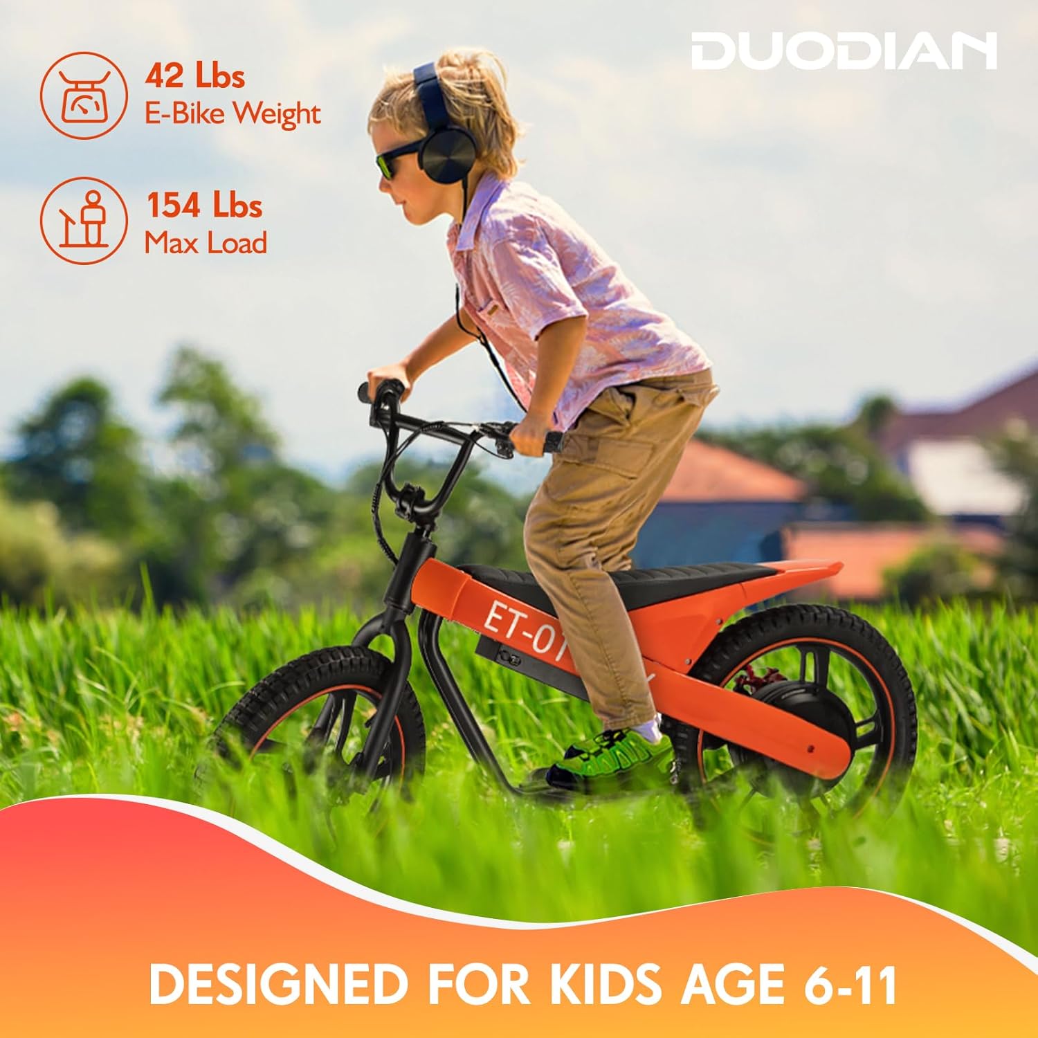 Electric Bike for Kids,Electric Dirt Bike,350W Motor Electric Motorcycle - Up to 15Mph & 15 Miles Range,16" Tires Electric Balance Bike for Boys & Girls Ages 6 and Up(Orange - 36V 7.8Ah Ship From US)
