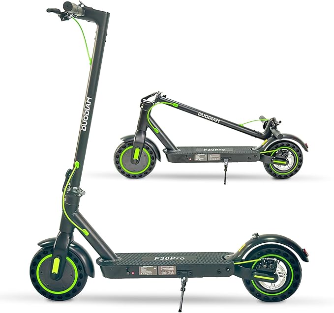 Electric Scooter for Adults, 350/500W Motor, 10'' Solid Tires, 19 Mph Speed, 25 Miles Range, Portable & Foldable Commuting E-Scooter, Dual Rear Suspension, Dual Brake System, App Control