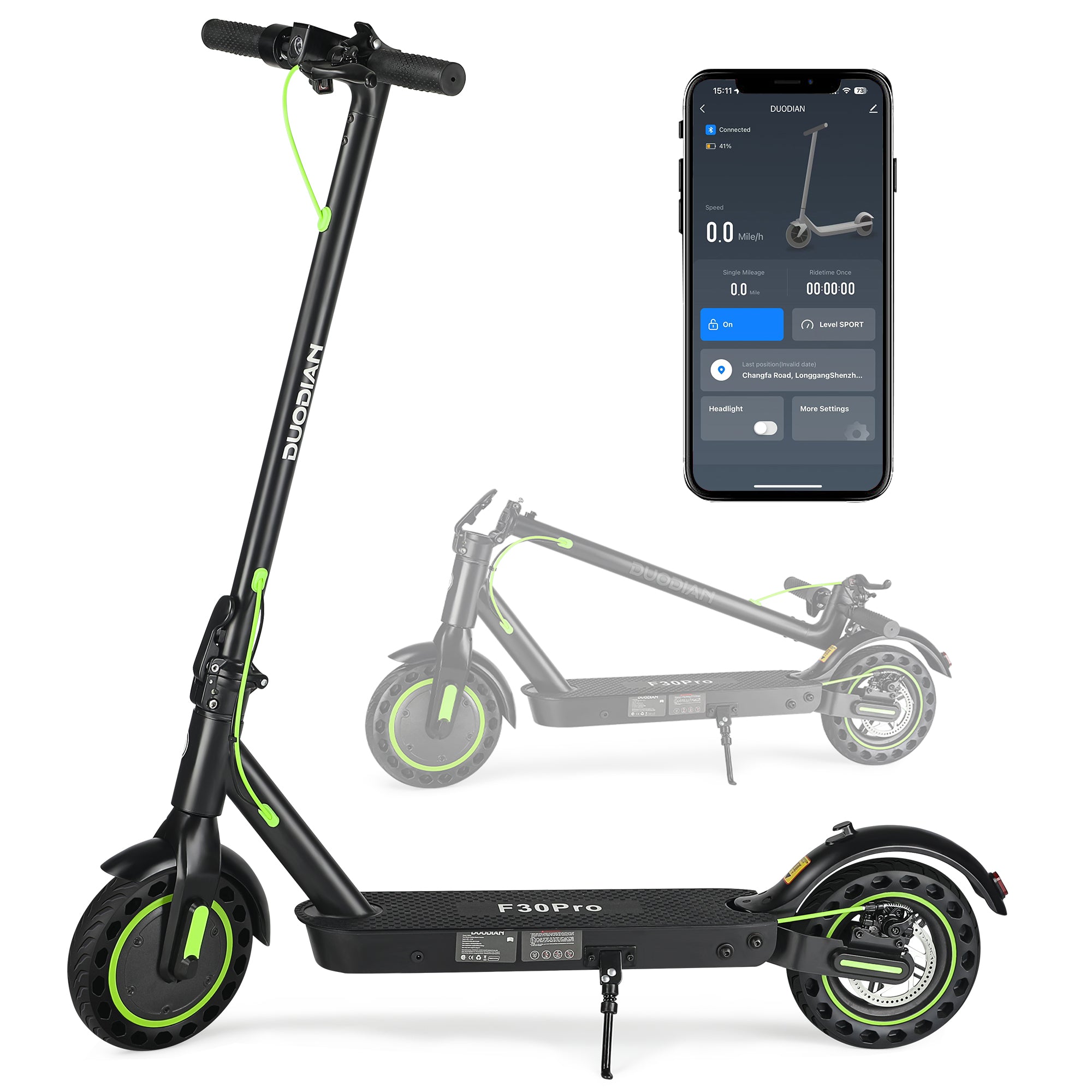 DUODIAN F30Pro Electric Scooter for Adults, 500W Motor, 19 MPH, 20 Miles Range, 10" Solid Tires