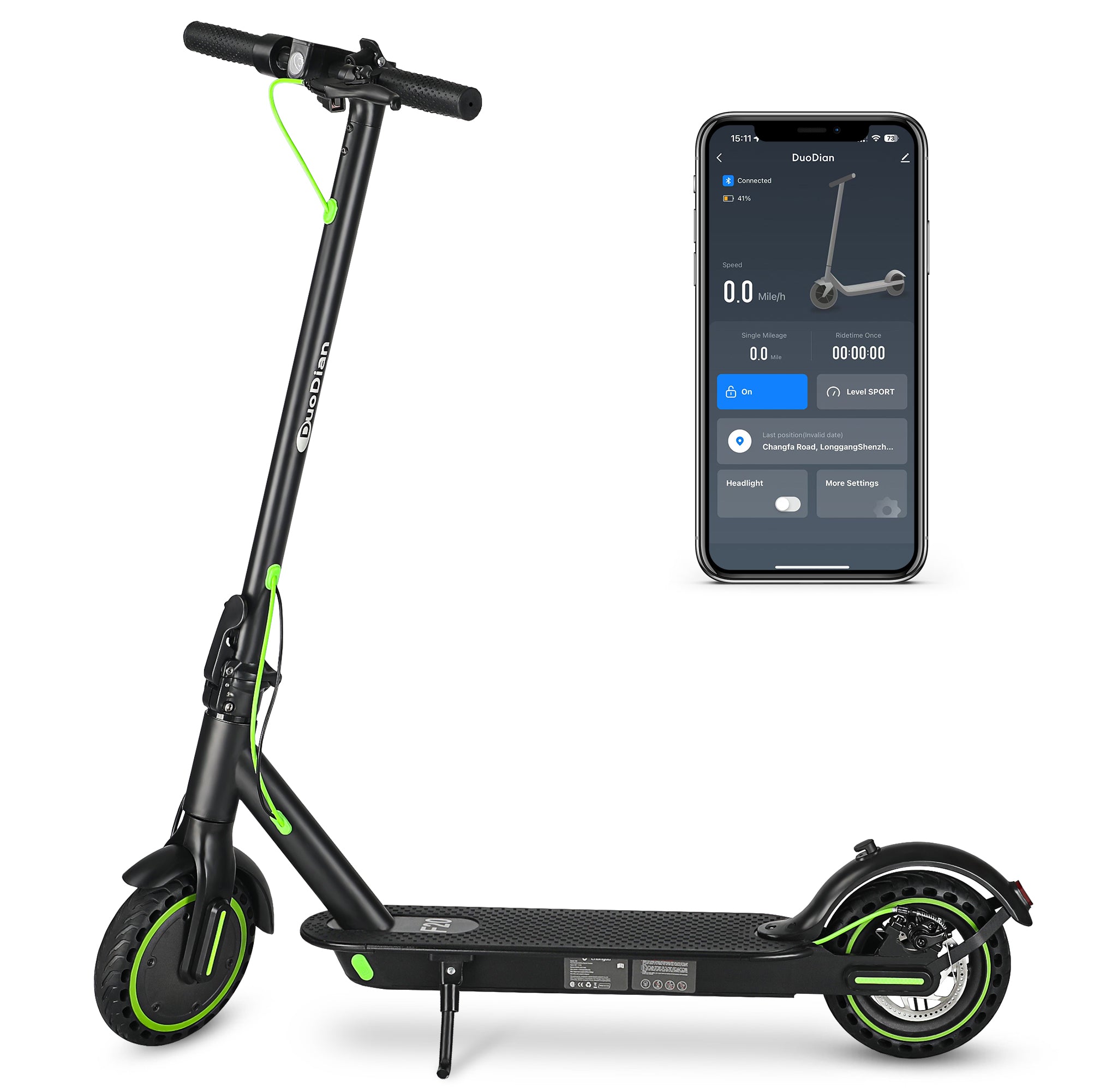 DUODIAN F20 Electric Scooter for Adults, 350W Motor, 19 MPH, 15 Miles Range, 8.5" Pneumatic Tires