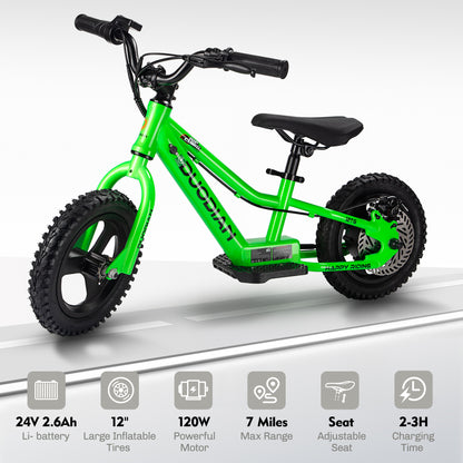 DUODIAN 12" Kids Electric Balance Bike 120W for Ages 3-6 (12TW/12TG), 9.3 MPH, 5 Miles Range