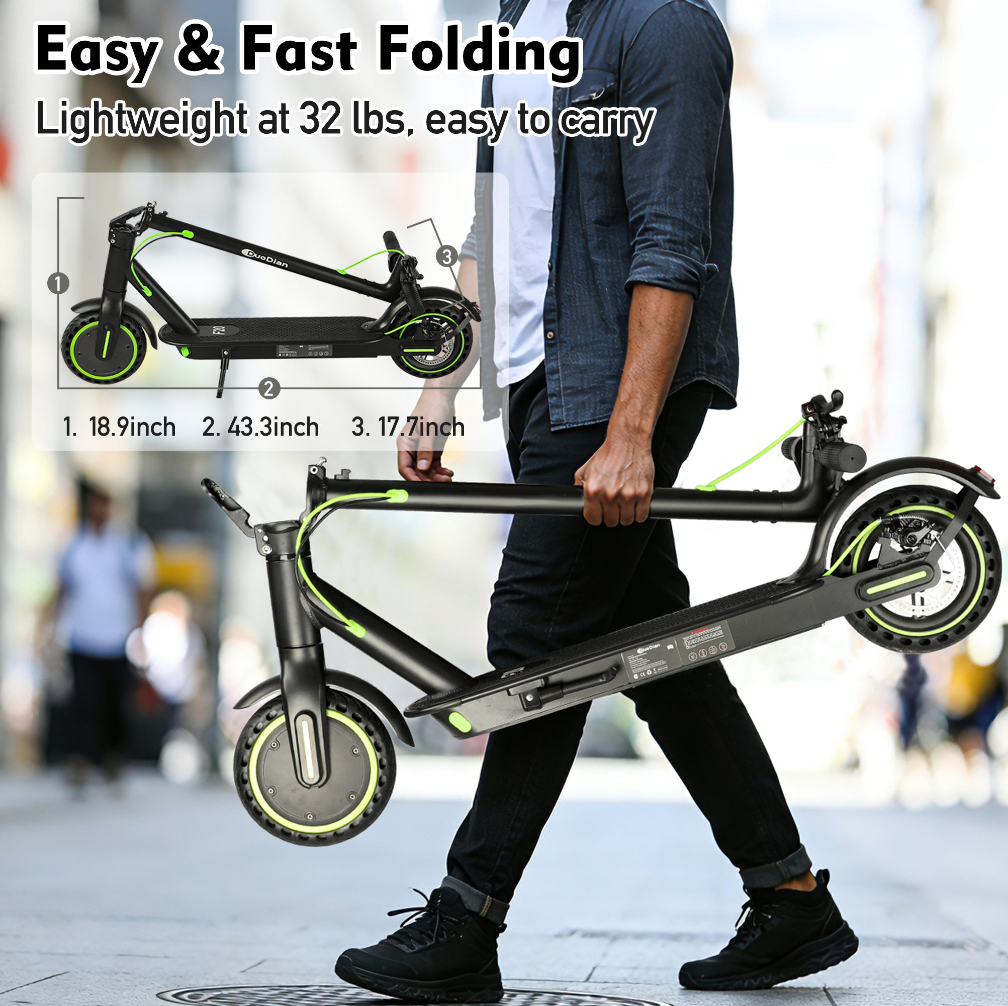 DUODIAN F20 Electric Scooter for Adults, 350W Motor, 19 MPH, 15 Miles Range, 8.5" Pneumatic Tires