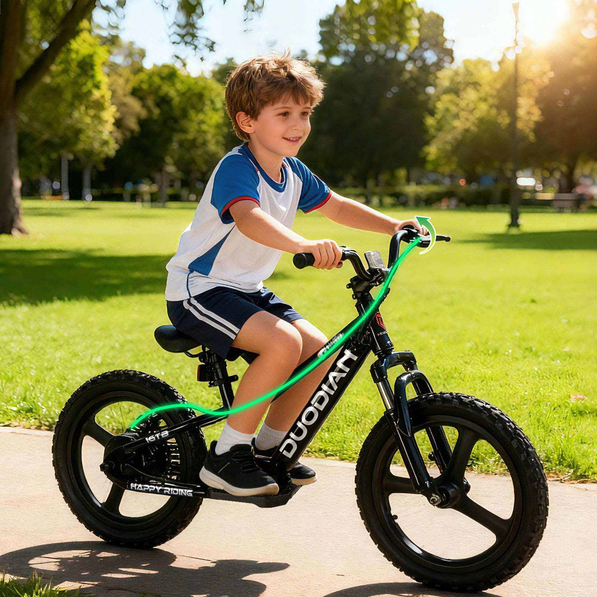DuoDian KIDS ELECTRIC BIKE 250W 16" FOR AGES 5-12, UP TO 13.7 MPH, 12.4 MILES RANGE