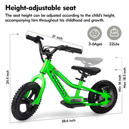 DUODIAN 12" Kids Electric Balance Bike 120W for Ages 3-6 (12TW/12TG), 9.3 MPH, 5 Miles Range