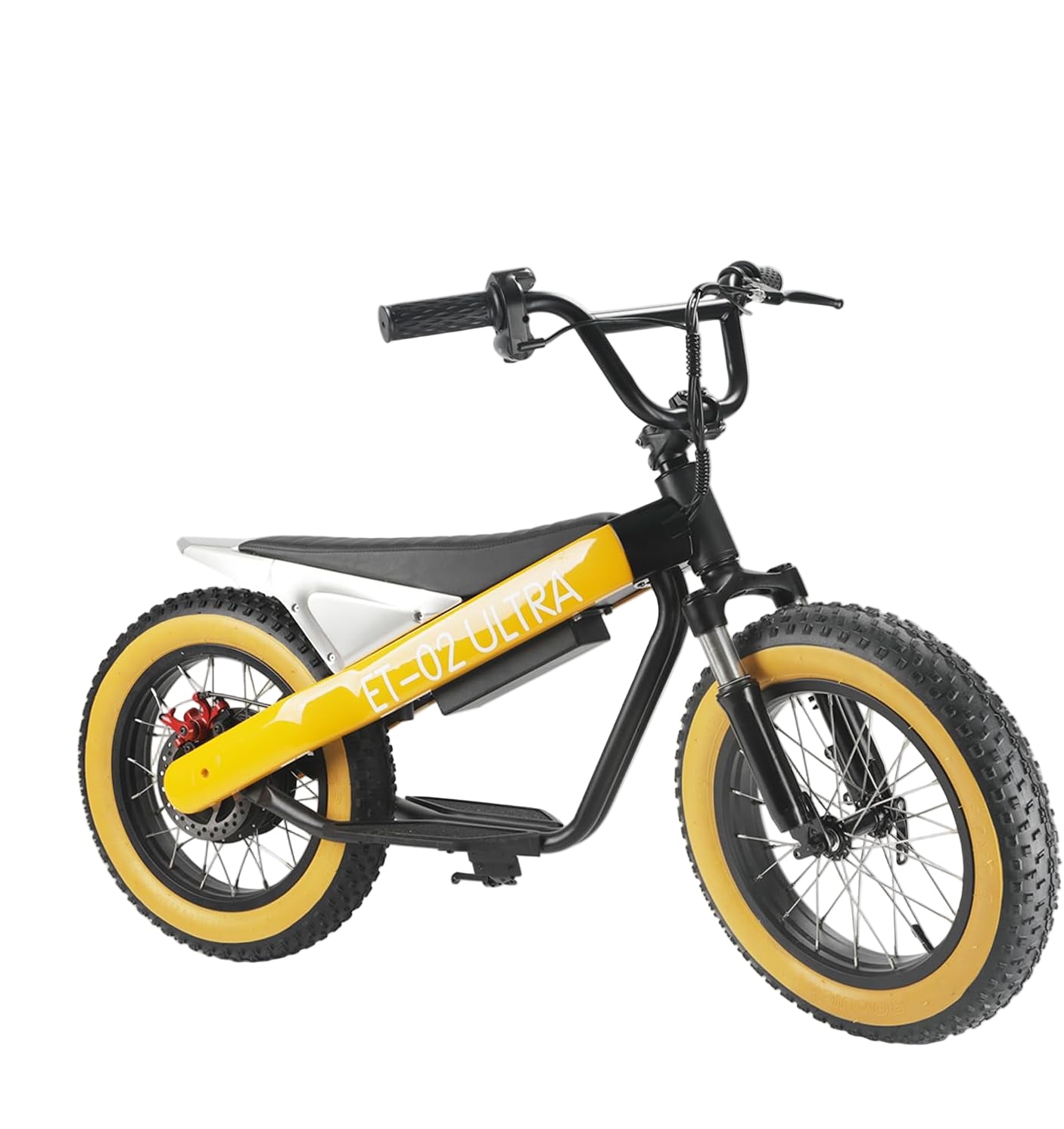 Electric Bike for Kids, 16'' Fat Tire, 750W Small E-Bike with 36V/7.8Ah Battery, 19MPH 20 Mile Range Electric Dirt Bike with Full Suspension,Yellow