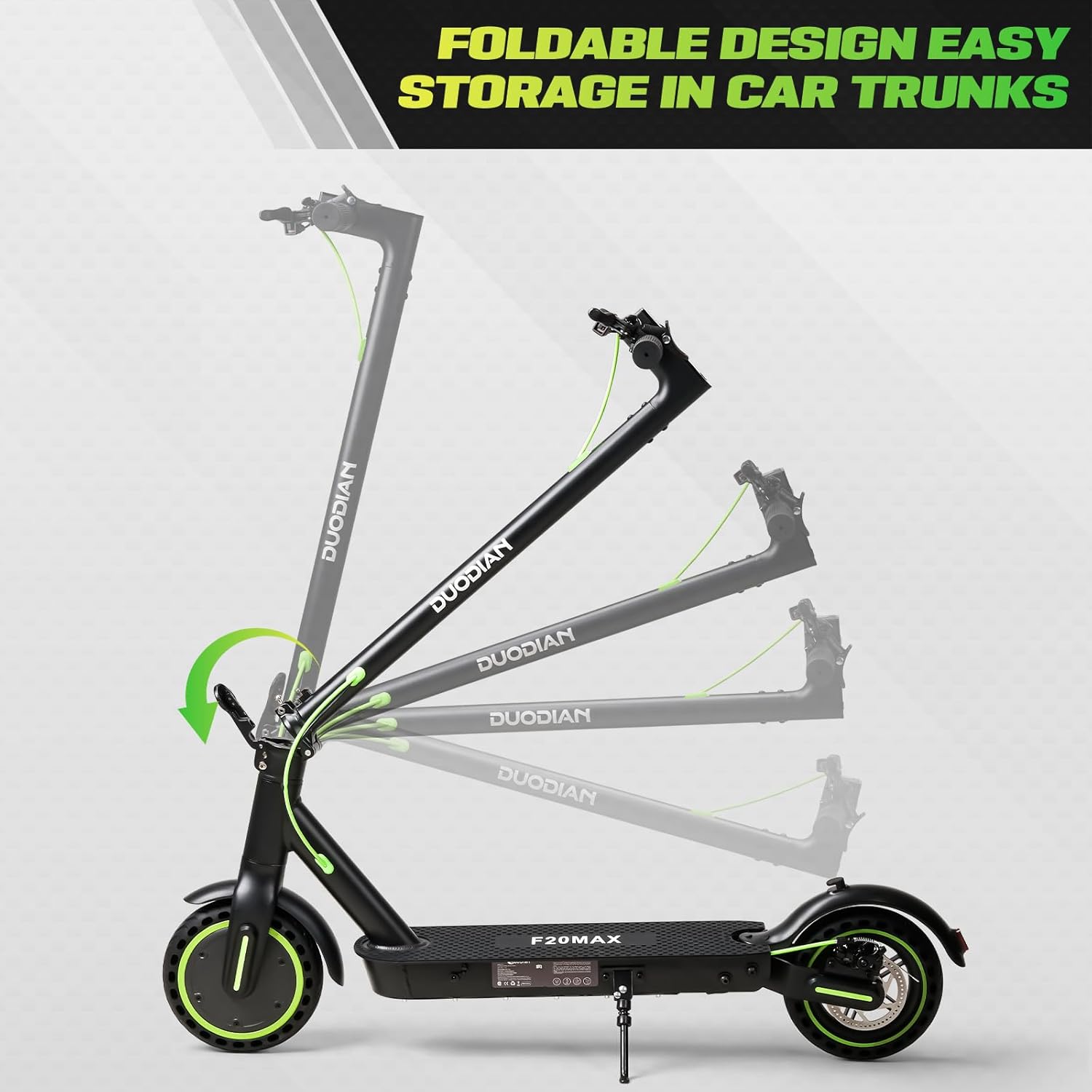 Electric Scooter for Adults - Rear Shock Absorber, 500W Motor, 19Mph Max Speed, 8.5" Solid Tires, 18 Miles Range, Dual Rear Suspension, Portable Commuting E-Scooter with Double Braking System and App