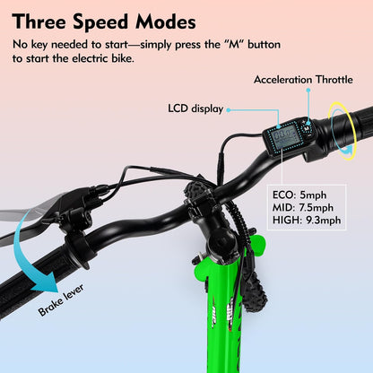 Electric Balance Bike for Kids, 180W Peak Motor,Toddler Balance Bikes with 12-inch Pneumatic Tires, Adjustable Seat, Electric Bike for Children Ages 3-6,Green