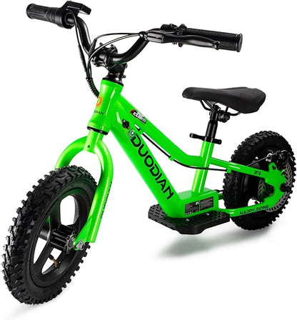 Electric Balance Bike for Kids, 180W Peak Motor,Toddler Balance Bikes with 12-inch Pneumatic Tires, Adjustable Seat, Electric Bike for Children Ages 3-6,Green
